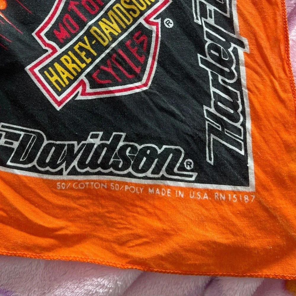 Vintage Harley Davidson Orange Righteous Rider Eagle Biker Bandana Scarf OS